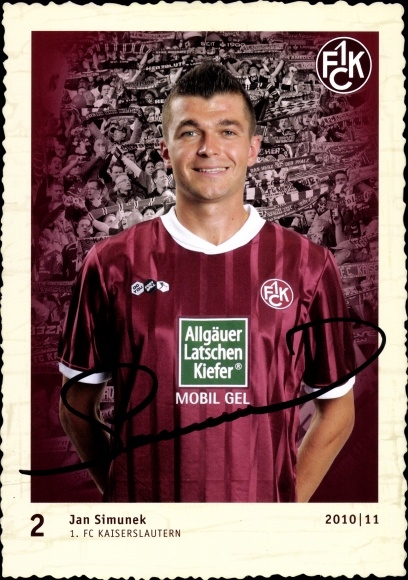 Collective picture soccer player Jan Simunek, 1. FC Kaiserslautern, autograph