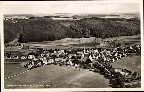 Postcard Unteressendorf Hochdorf an der Riß Upper Swabia, aerial photograph