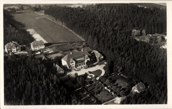Postcard Buchenberg Königsfeld im Schwarzwald Baden, children's sanatorium, aerial photograph