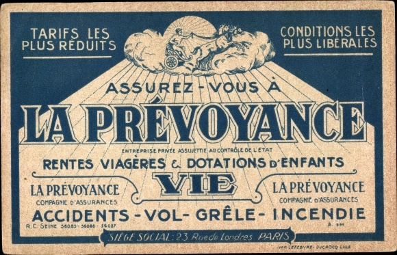 Make sure you have La Prévoyance, Compagnie d&#39;Assurances, Rue de Londres, Paris, Versicherung