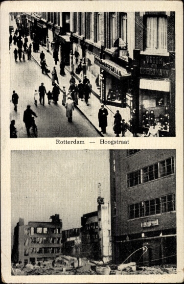 Photo Rotterdam South Holland Netherlands, Hoogstraat, war damage, II WW
