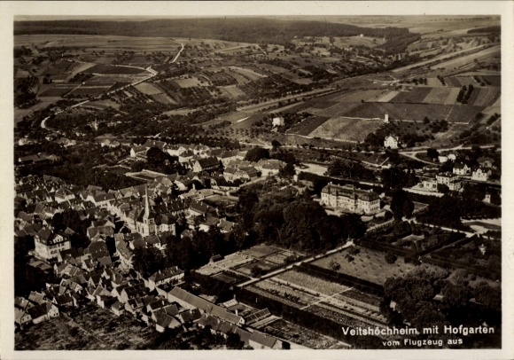 KP Veitshöchheim w Dolnej Frankonii, Hofgarten, zdjęcie lotnicze