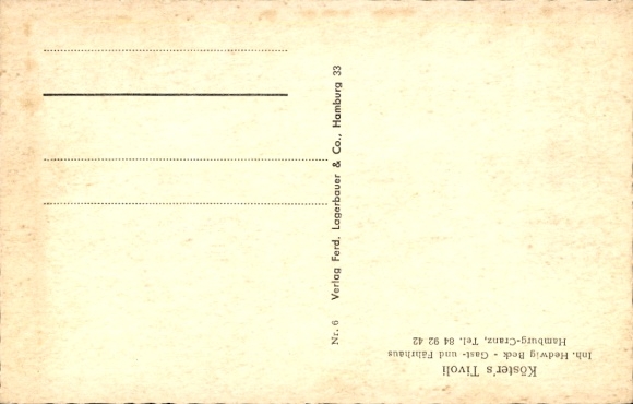 Postcard Hamburg Harburg Cranz, Köster's Tivoli, owner Hedwig Beck