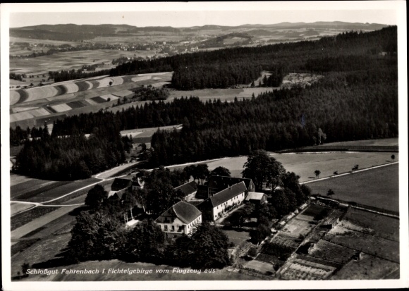 Postcard Fahrenbach im Odenwald, castle estate, aerial photograph
