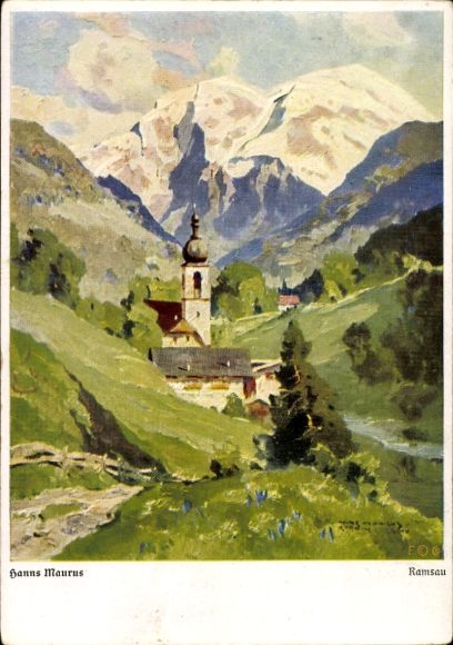 Postcard Ramsau in Berchtesgadener Land Upper Bavaria, Blaueishütte, Hanns Maurus, FOG, Ramsau