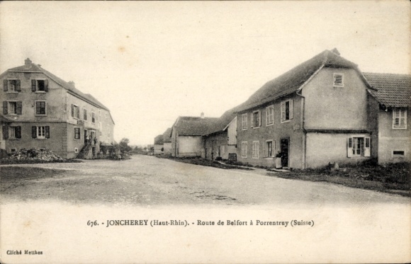 PC Joncherey Territoire de Belfort, street with houses, landscape, Cliché Mettes, number 676