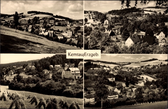 Postcard Kemtau Burkhardtsdorf in the Ore Mountains, view of the place, fields