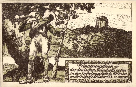 Ganzsachen Ak Kelheim an der Donau, Erinnerungsfeier der dt. Bundesfürsten, GSB PP27 C112