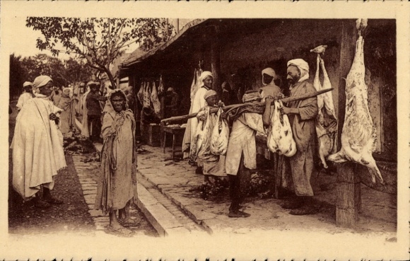 CPA Bou Saada Algérie, Une boucherie indigèns