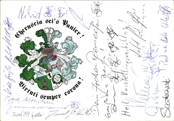 Studentika Postcard Berlin, Corps Cheruscia in the WSC, Ringstraße 89, coat of arms
