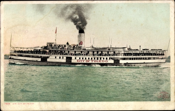 Ansichtkaart Ohio USA, stoombootstad Toledo