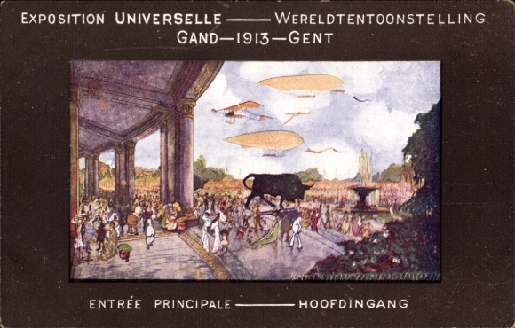 Passepartout Postcard Gand Gent East Flanders, Exposition Universelle 1913, Entree Principale