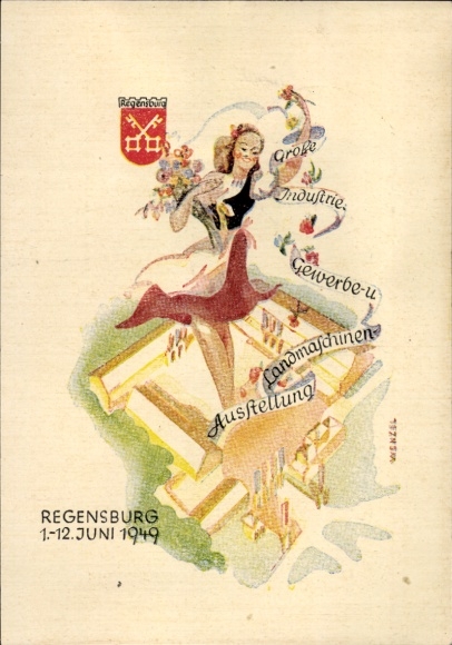 Ak Regensburg an der Donau Oberpfalz, Industrie-, Gewerbe- und Landmaschinen-Ausstellung 1949