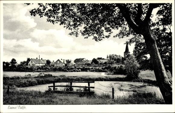Postcard Esens Ostfriesland Lower Saxony, view of the town, water game