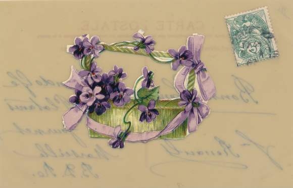 celluloid PC flower basket, violets