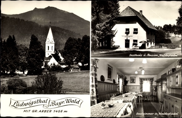 PC Ludwigstal Ludwigsthal Lindberg in Lower Bavaria, Gr. Arber, Inn Waldesfrieden, church