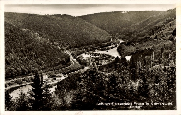 Postcard Neuenbürg an der Enz Black Forest, climatic health resort Black Forest, Enz Valley, mountain landscape, river, b...