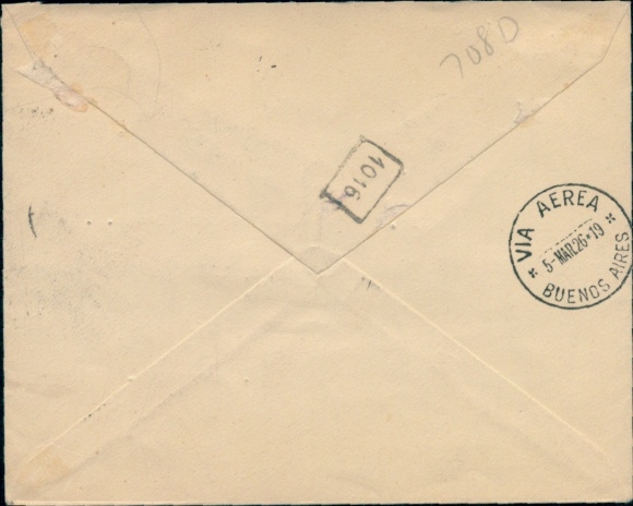Letter Airmail Deutsche Lufthansa, South Atlantic, 1926 Junkers Mission Montevideo - Buenos Aires