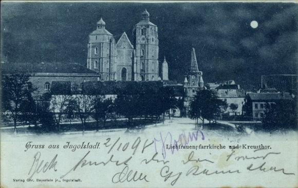Moonlight KP Ingolstadt an der Donau Górna Bawaria, Liebfrauenpfarrkirche, Kreuztor