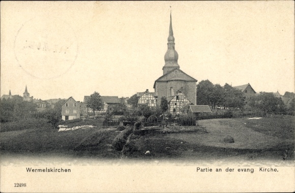 Ak  Wermelskirchen im Bergischen Land, Partie an der evangelischen Kirche