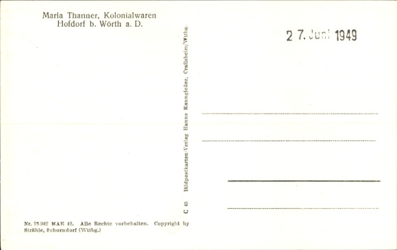 Postcard Hofdorf Wörth an der Donau Upper Palatinate Bavaria, aerial photograph