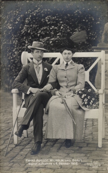 Ak Prinz August Wilhelm von Preußen, Alexandra Viktoria, 08.10.1908, Liersch 2030