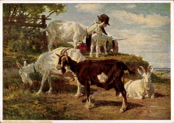Artist PC Junghanns, JP, goats with shepherd, HDK 20