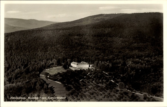 Postcard Heidelberg am Neckar, aerial photograph, Speyerershof Hospital