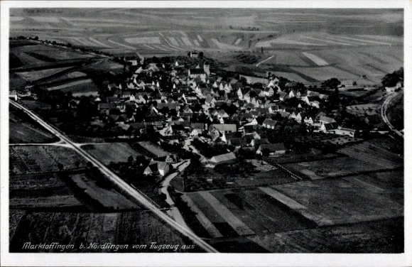 Postcard Marktaffigen near Nördlingen in Swabia, aerial photograph