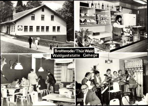 Postcard Brotterode in Thuringia, Brotterode/Thür.Wald, forest restaurant Gehege, hunter's room, dance band