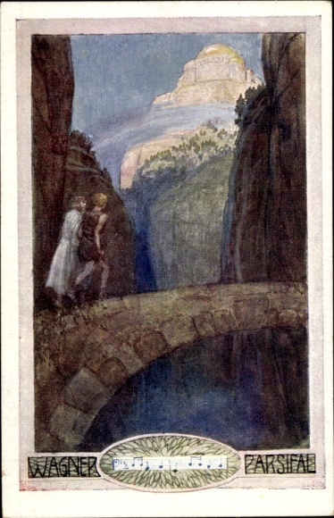 Ak Richard Wagner, Parsifal, Opernszene, Brücke, Paar