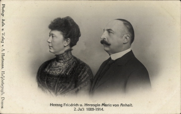 Ansichtkaart Hertog Friedrich van Anhalt, Hertogin Marie, portret, zilveren huwelijksverjaardag 1914