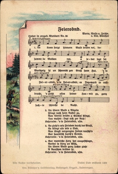 Song Postcard Günther, Anton, Erzgebirgische Mundart 36, Feierobnd