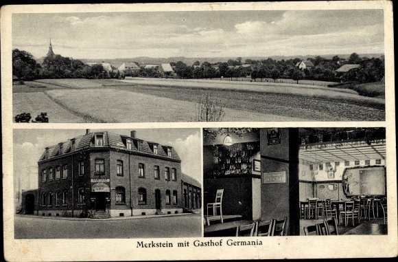 Ak Merkstein Herzogenrath in Nordrhein Westfalen, Gesamtansicht, Gasthof Germania