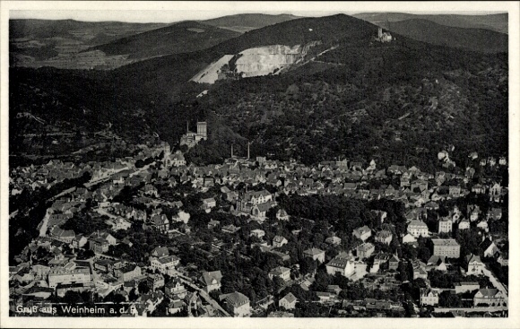 Postcard Weinheim an der Bergstraße Baden, aerial photograph