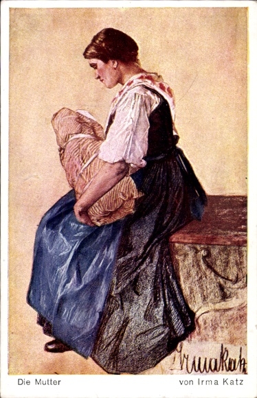 Artist Postcard Katz, I., Mother with Child, Baby