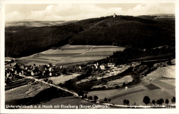 Postcard Untersteinbach an der Naab Pfreimd in the Upper Palatinate, aerial photograph, Eixelberg