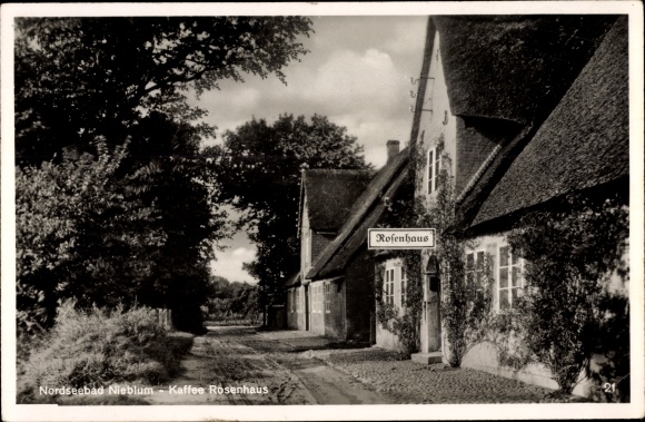Postcard Nieblum on the island of Foehr North Friesland, Café Rosenhaus