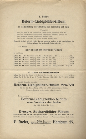 Liebig pictures newspaper advertising Dreser issue 8, volume 11, 1906