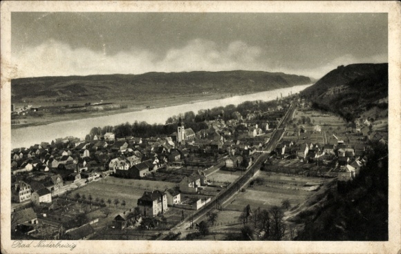 Postcard Niederbreisig Bad Breisig am Rhein, general view, view upstream of the Rhine