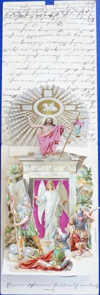 Mechanische Litho Glückwunsch Ostern, Jesus, Wiederauferstehung, Engel