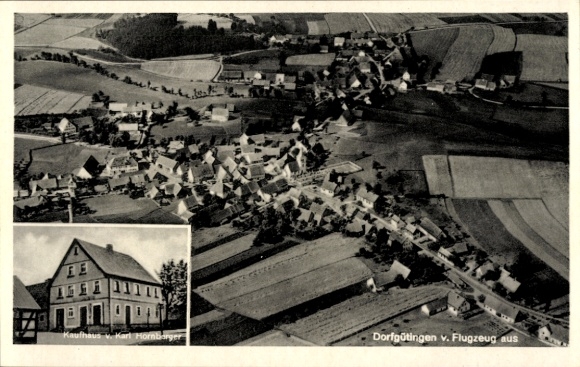 KP Dorfgütingen Feuchtwangen w środkowej Frankonii, zdjęcie lotnicze, dom towarowy Karl Hornberger