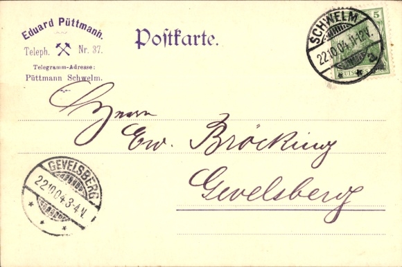 Ak Schwelm in Westfalen, correspondentie Eduard Püttmann