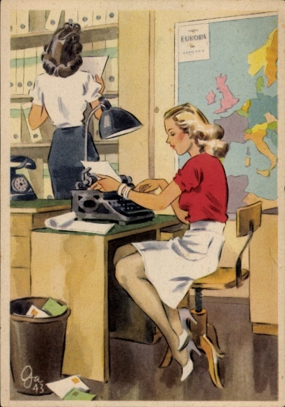 Artist Postcard Gagelmann, Women create for you, typist at the typewriter, No. 650