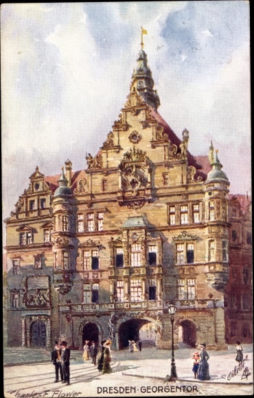 Artist PC Flower, Charles F., Dresden Altstadt, lot at Georgentor, Tuck 728