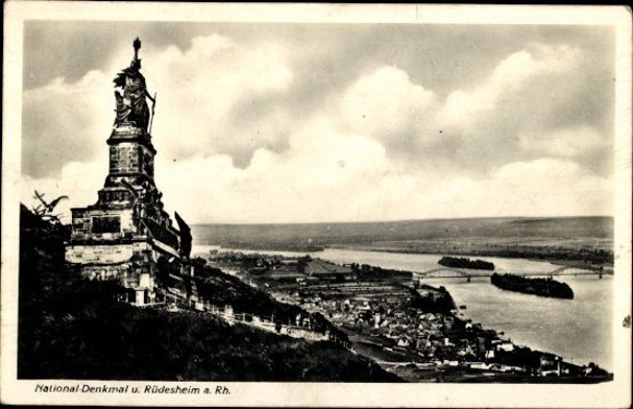 10 old PCs Niederwalddenkmal and Rüdesheim am Rhein in Hesse, various views