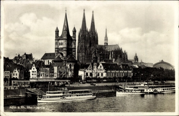 PC Cologne on the Rhine, Cologne Cathedral, Rhine, ships, city view