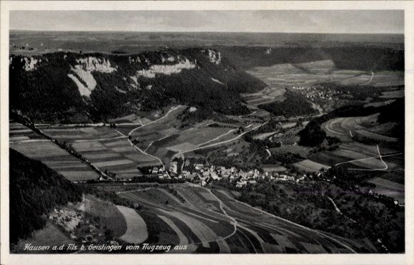 Postcard Hausen an der Fils Bad Überkingen in Württemberg, aerial photograph