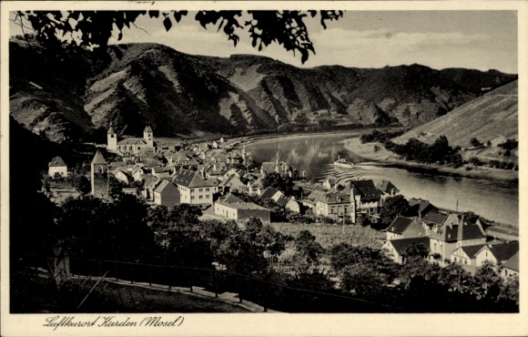 Postcard Karden on the Moselle, general view, mountains