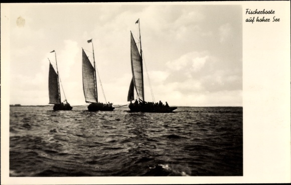 Postcard Horumersiel Wangerland in Friesland, fishing boats at sea